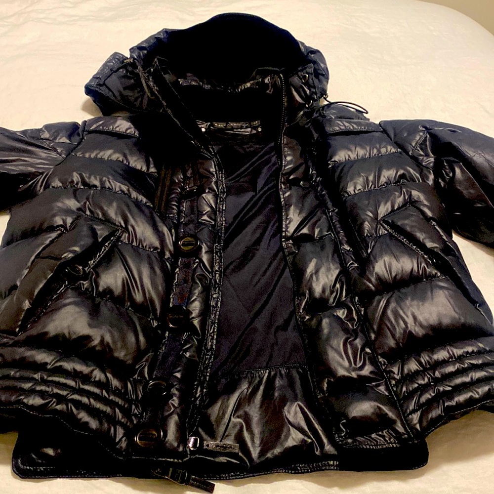Ralph Lauren Black label Mens down jacket black sz Medium detach hood